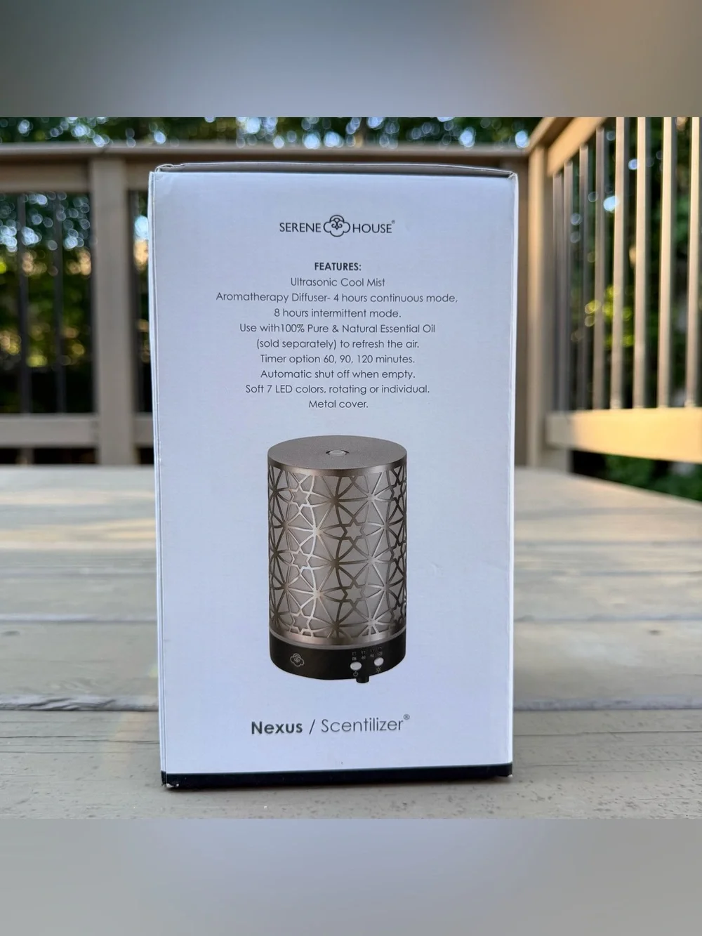 NIB Serene House Nexus Silver Metal Ultrasonic Aroma Diffuser w Adjustable Mist